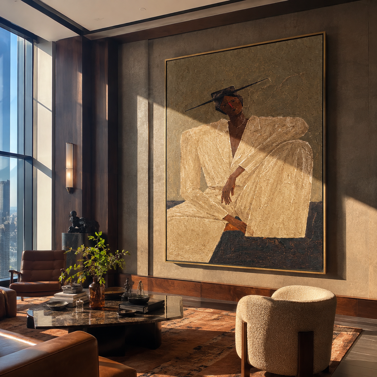 Ivory Angles in Sand displayed as a modern room focal point