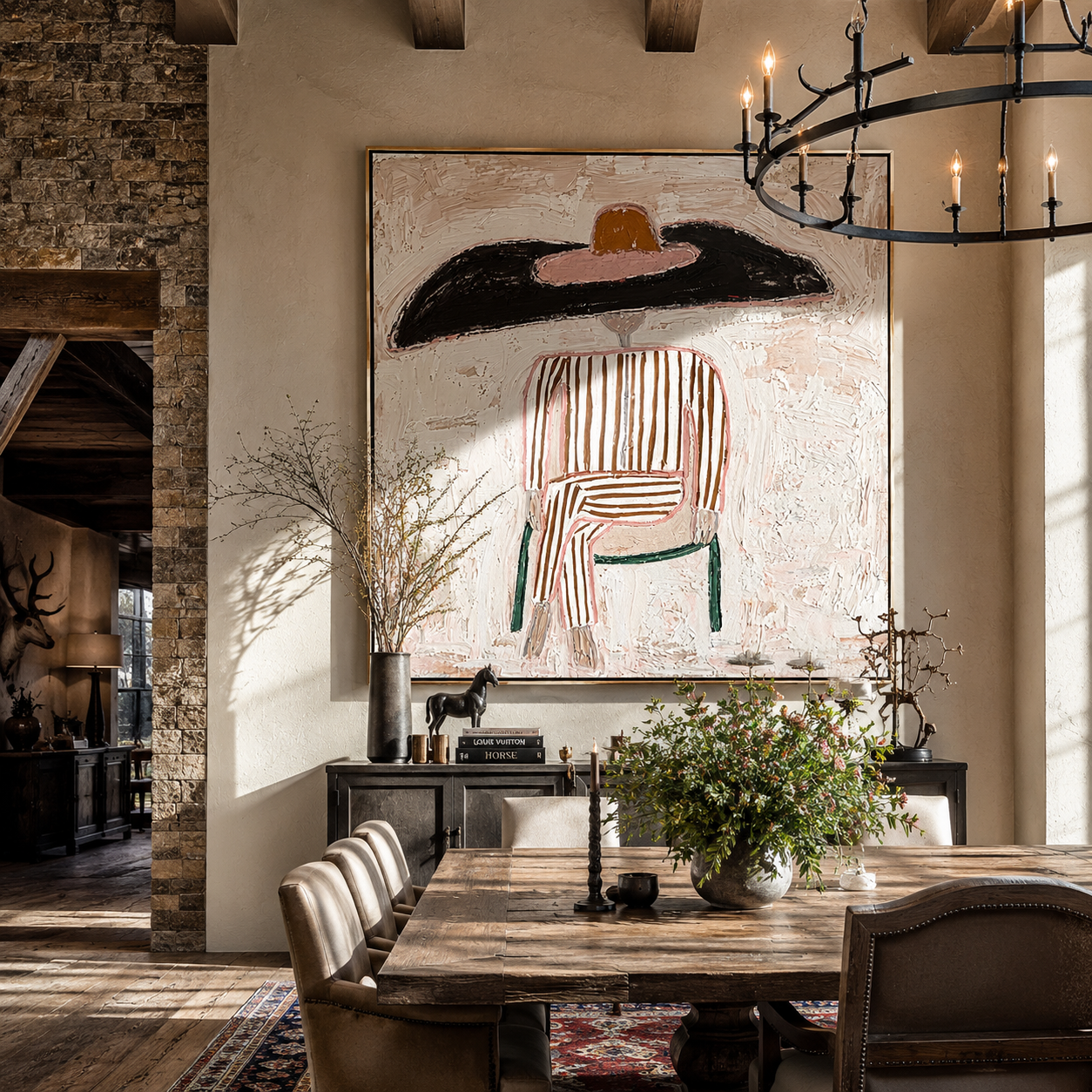 Black Brim on Lines displayed as a modern room focal point