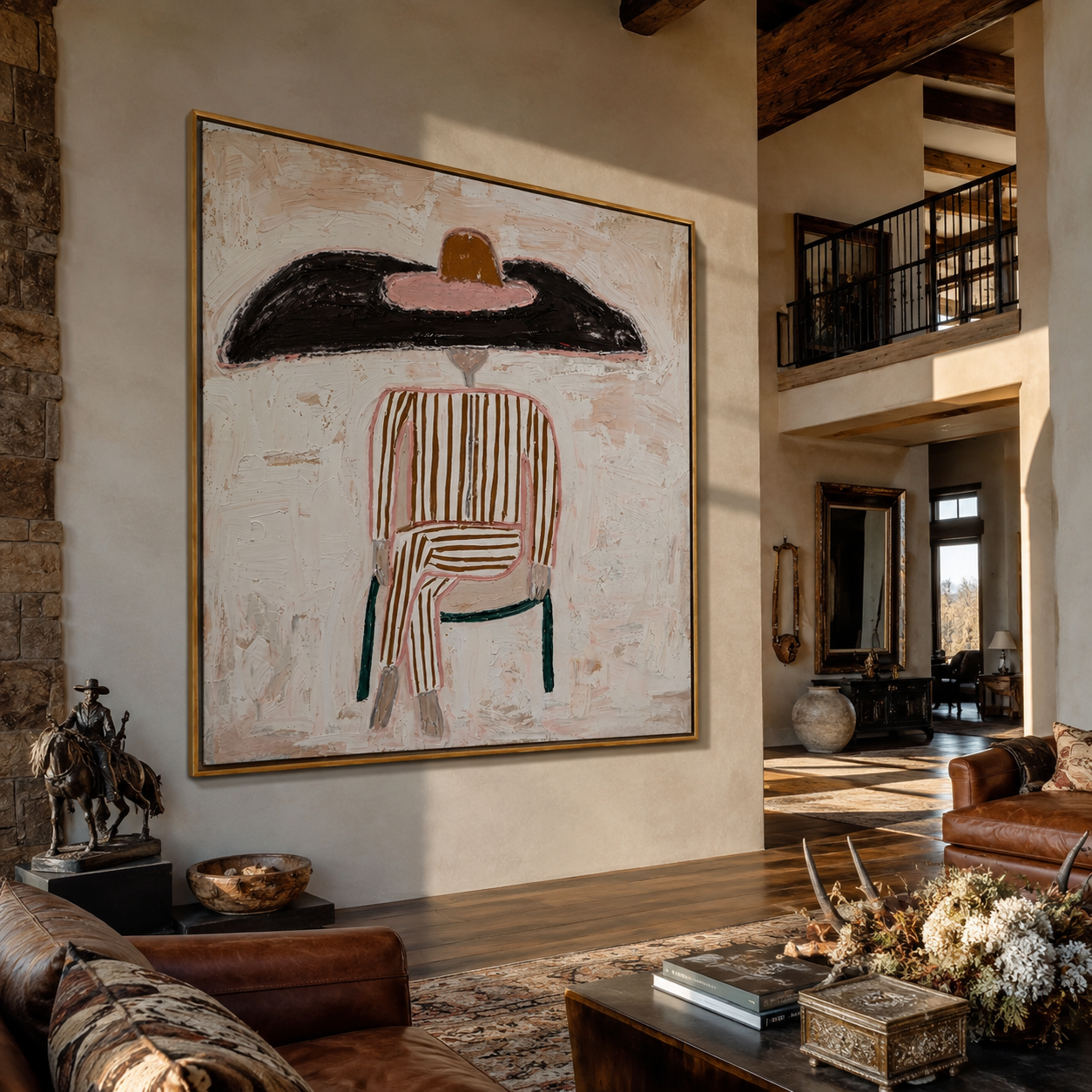 Black Brim on Lines styled in a layered residential interior