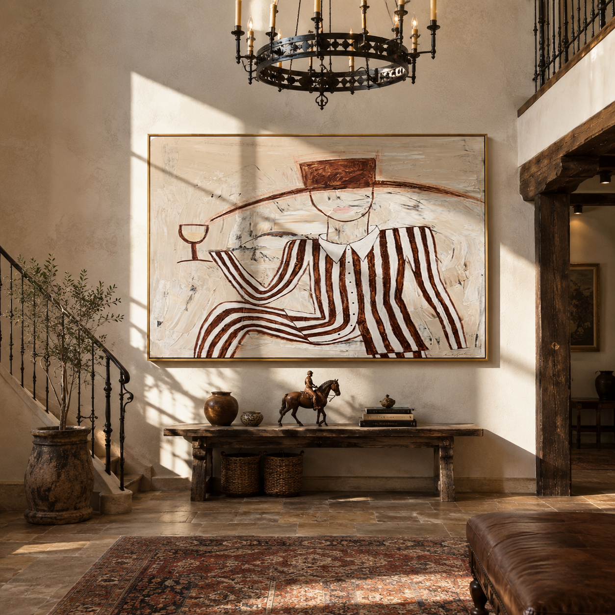 Brown Stripes with Wine styled in a layered residential interior