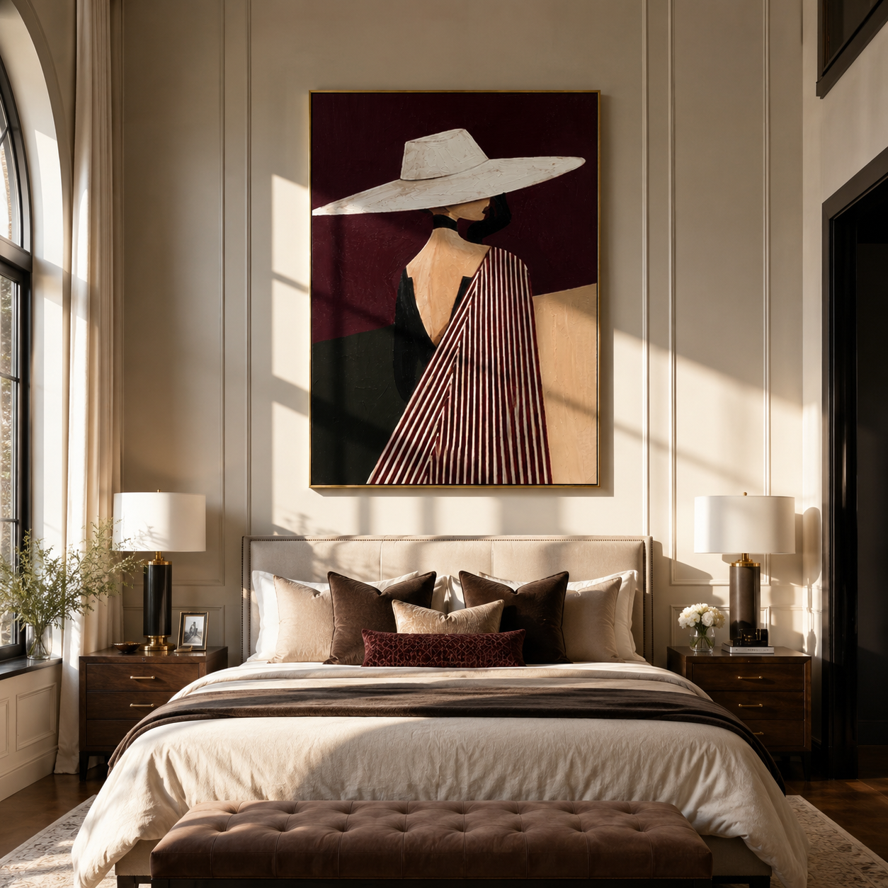 White Brim toward Burgundy displayed as a modern room focal point