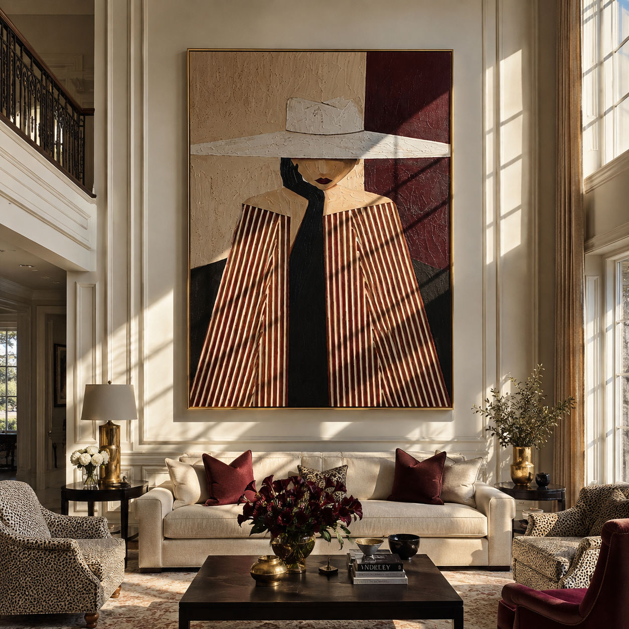 White Brim Divides Room displayed in a warm contemporary interior