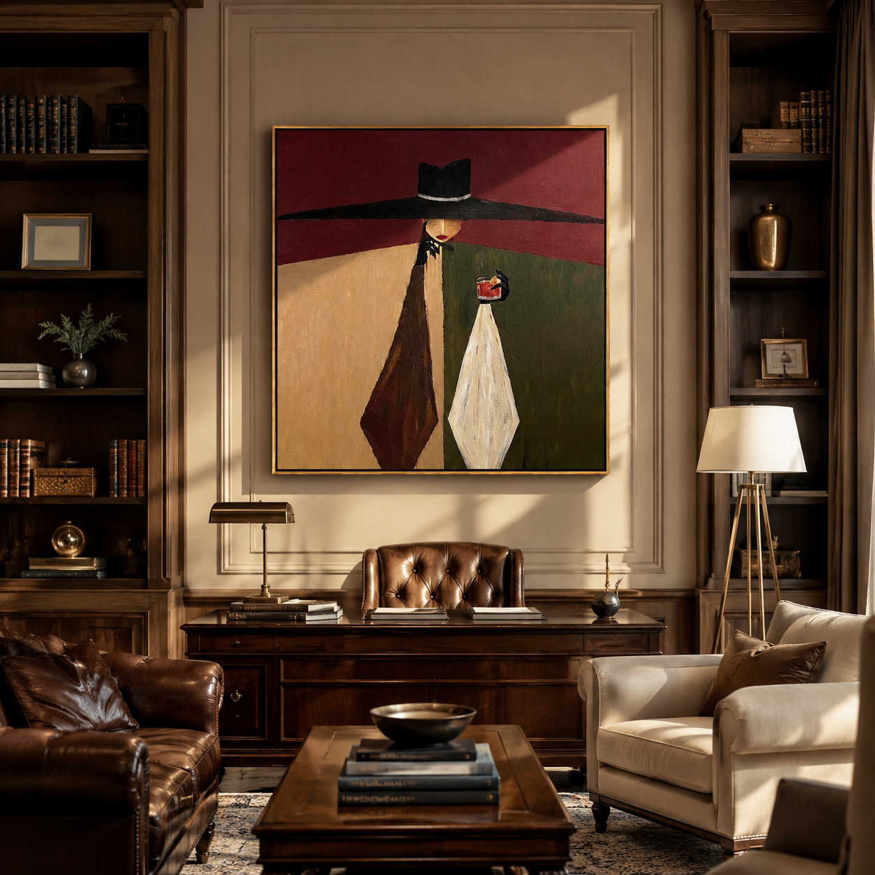 Black Horizon Holds Glass presented above a contemporary console