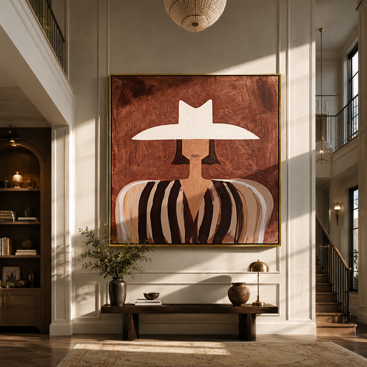 White Brim over Cocoa displayed in a warm contemporary interior
