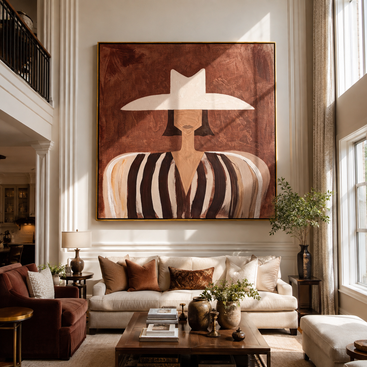White Brim over Cocoa presented above a contemporary console