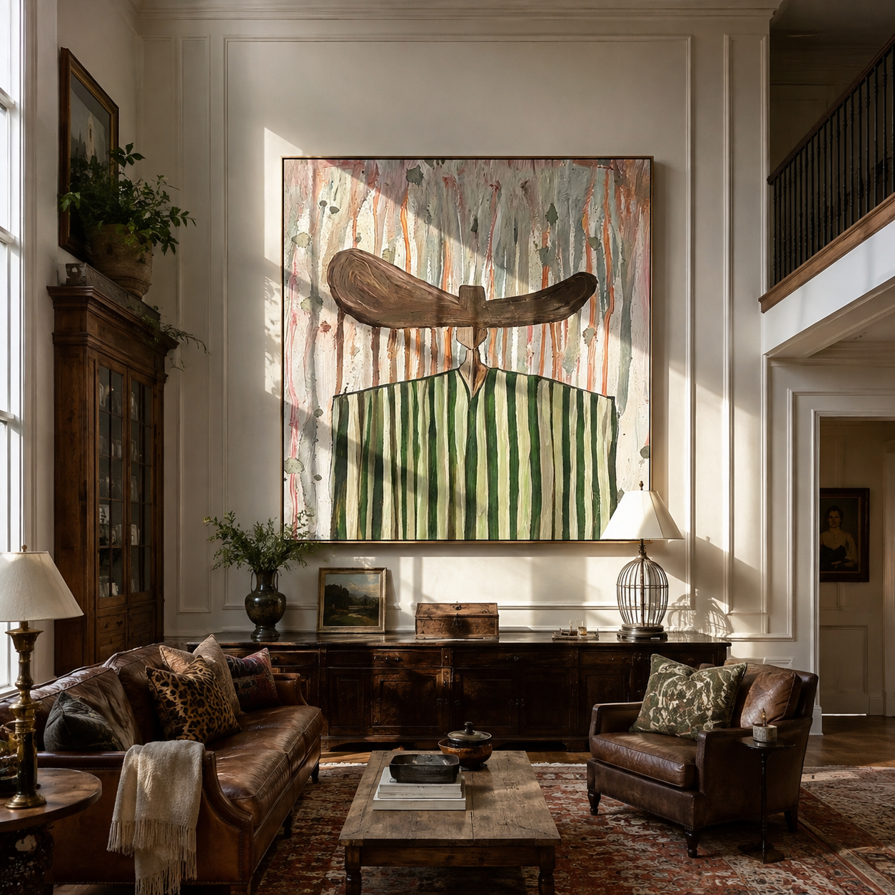 Green Stripes in Rain styled in a layered residential interior