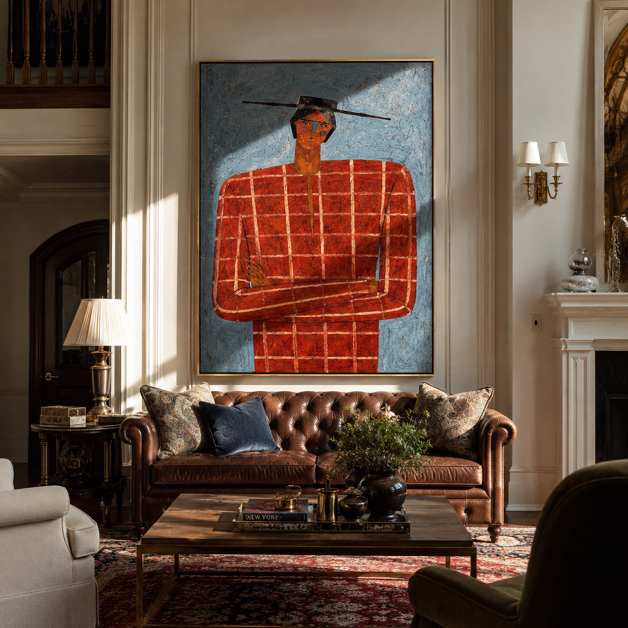 Scarlet Grid Faces Weather styled with neutral modern furnishings