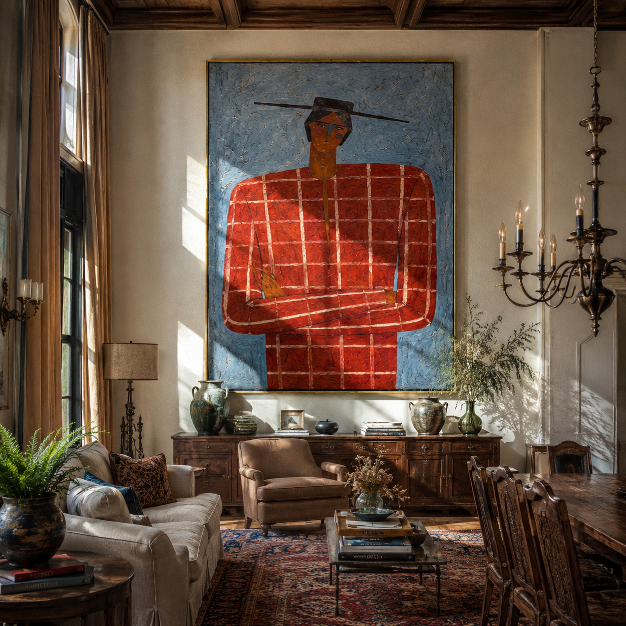 Scarlet Grid Faces Weather displayed as a modern room focal point