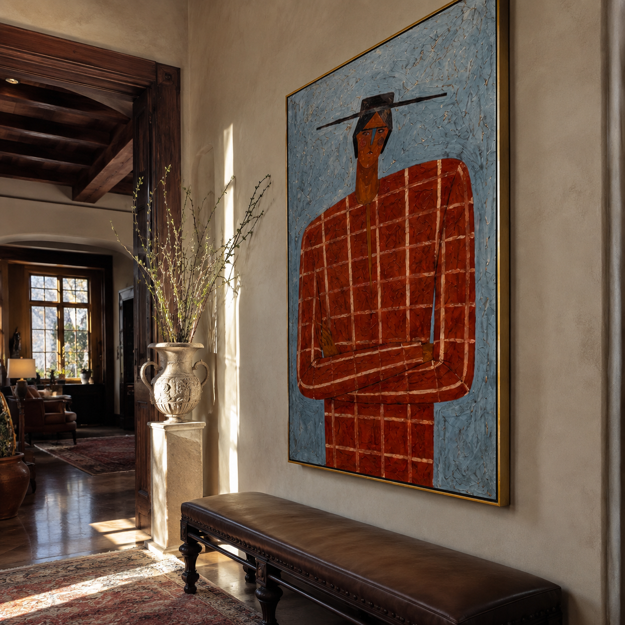 Scarlet Grid Faces Weather styled in a layered residential interior