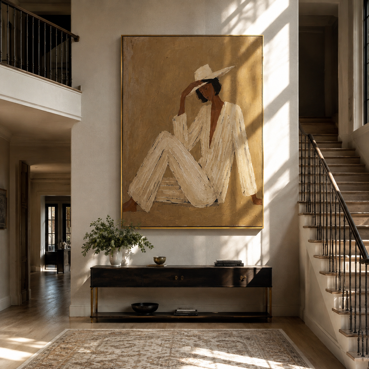 Ivory Angles into Taupe displayed in a warm contemporary interior