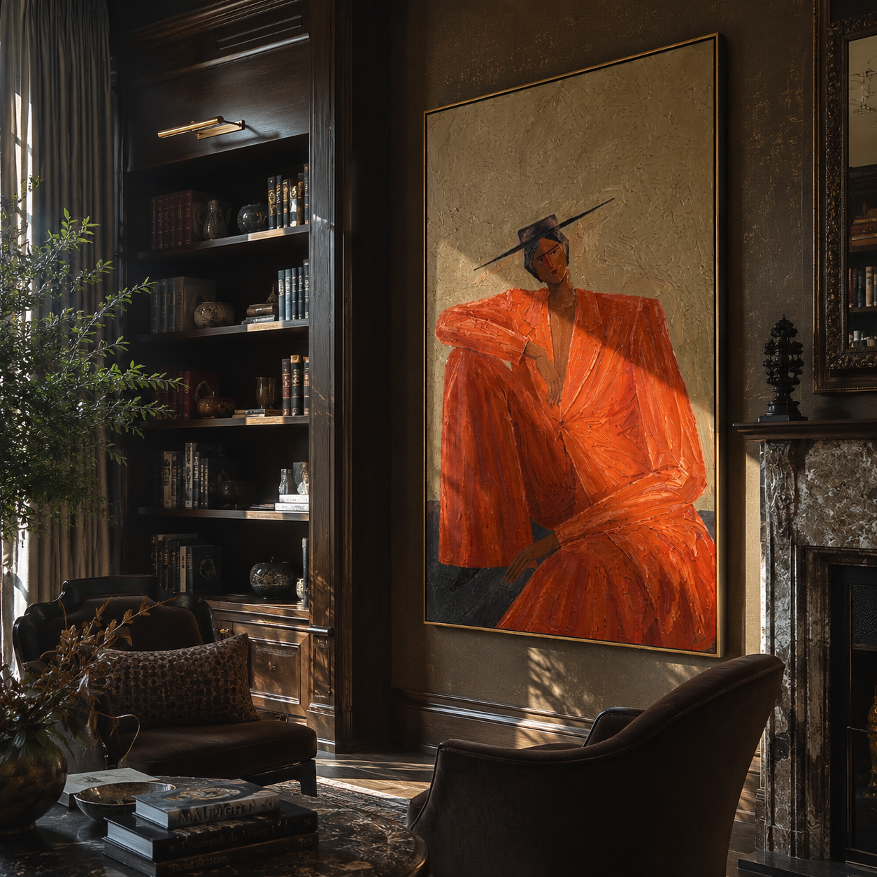 Rust Suit Holds Shoulder displayed as a modern room focal point