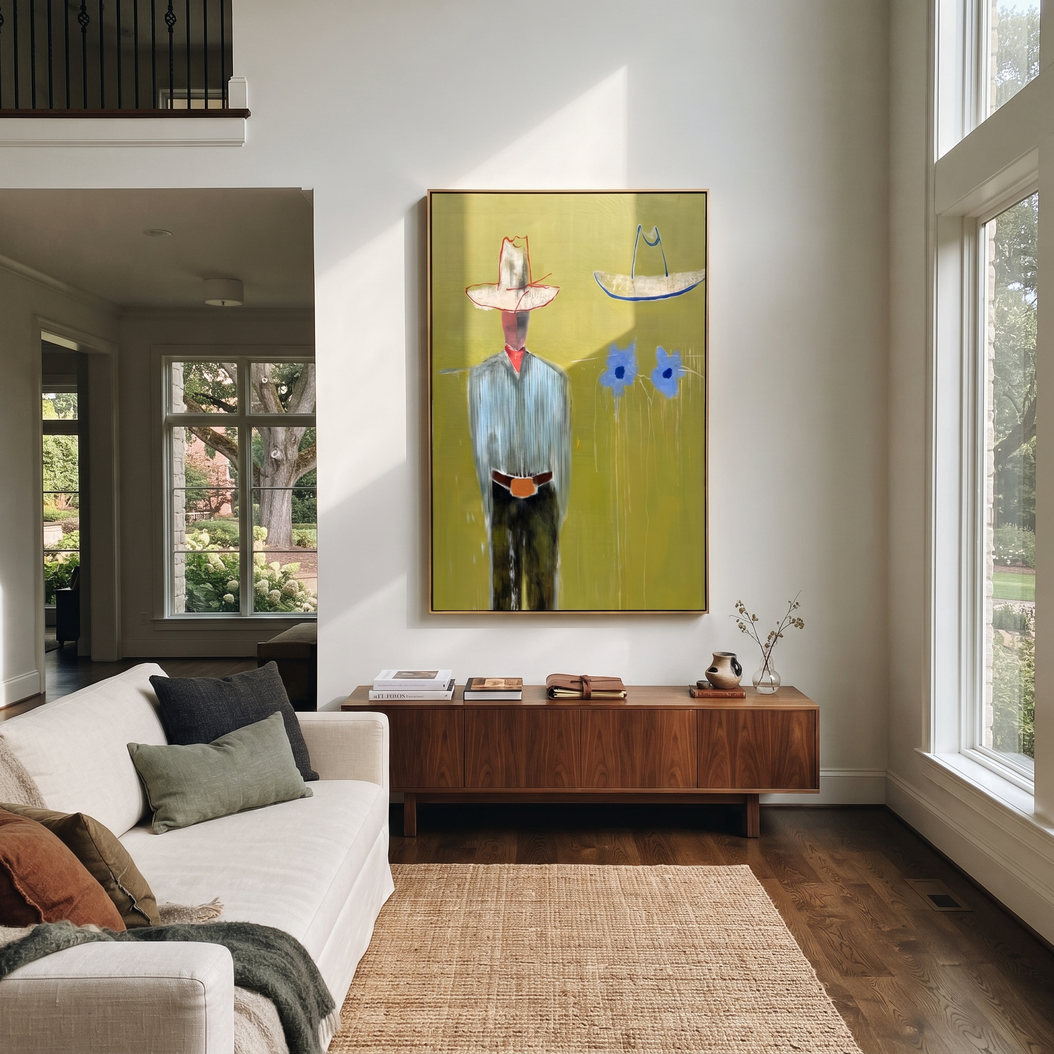 Blue Cats Guard Silence presented above a contemporary console