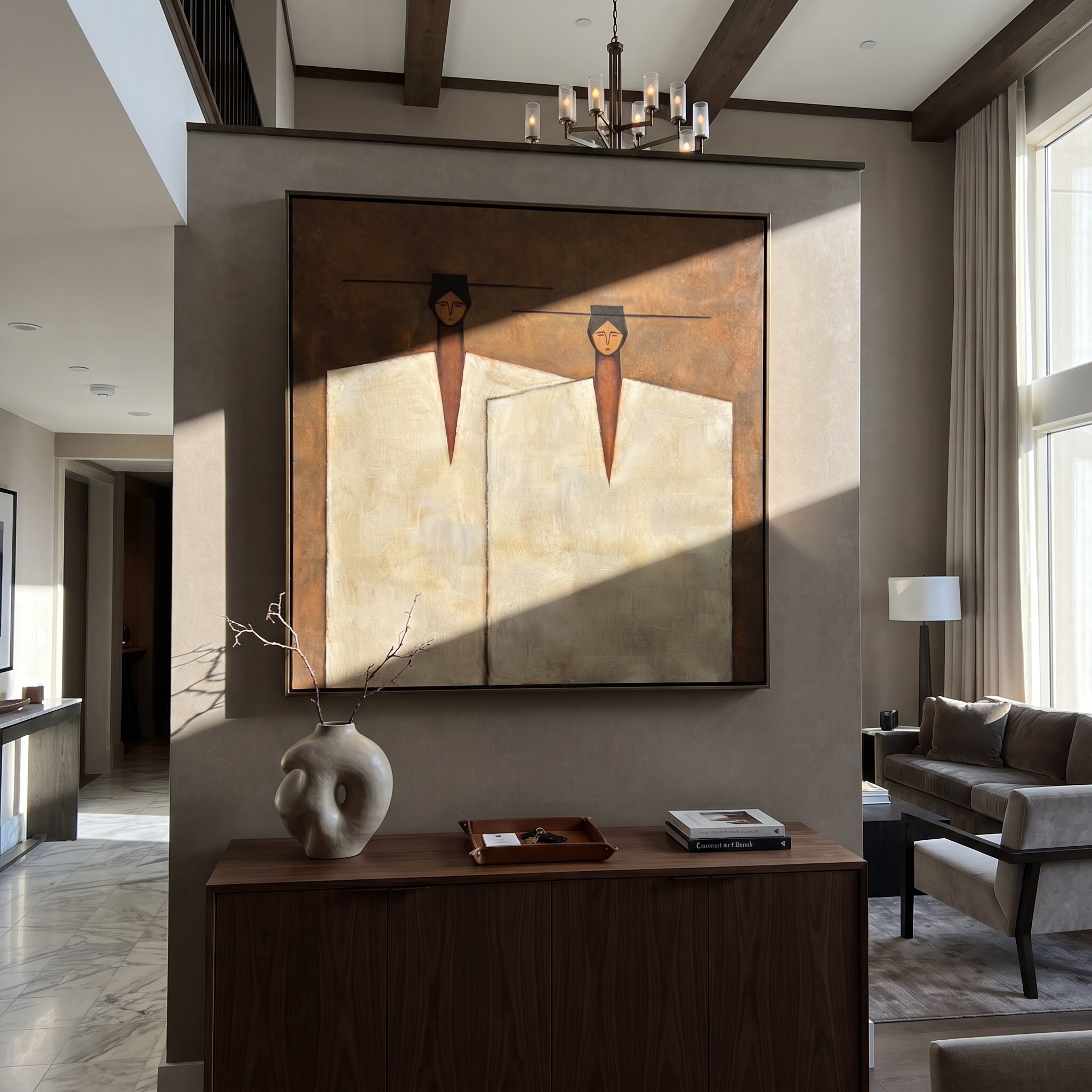 Ivory Coats Share Horizon presented above a contemporary console