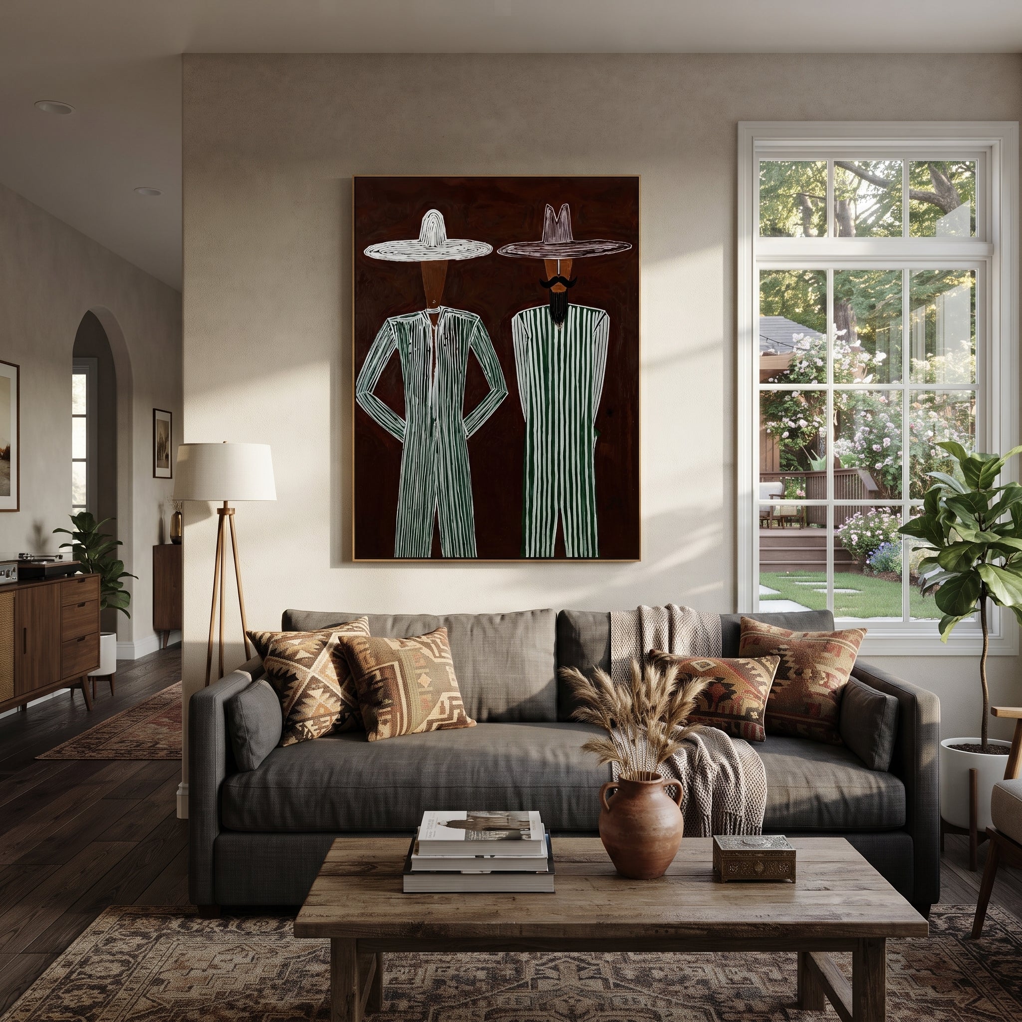Green Stripes Stand Apart displayed as a modern room focal point
