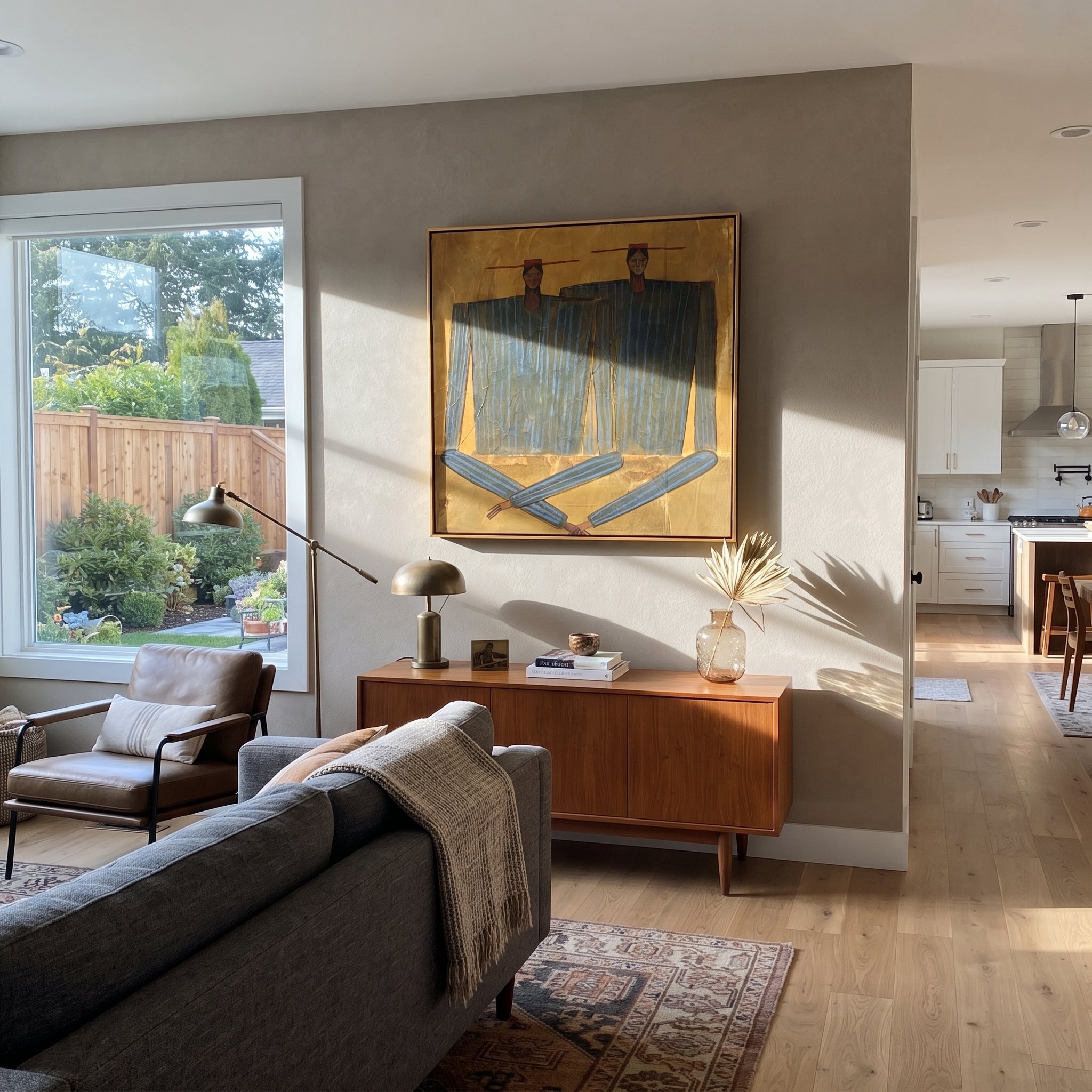 Dark Coats Cross Gold displayed in a warm contemporary interior