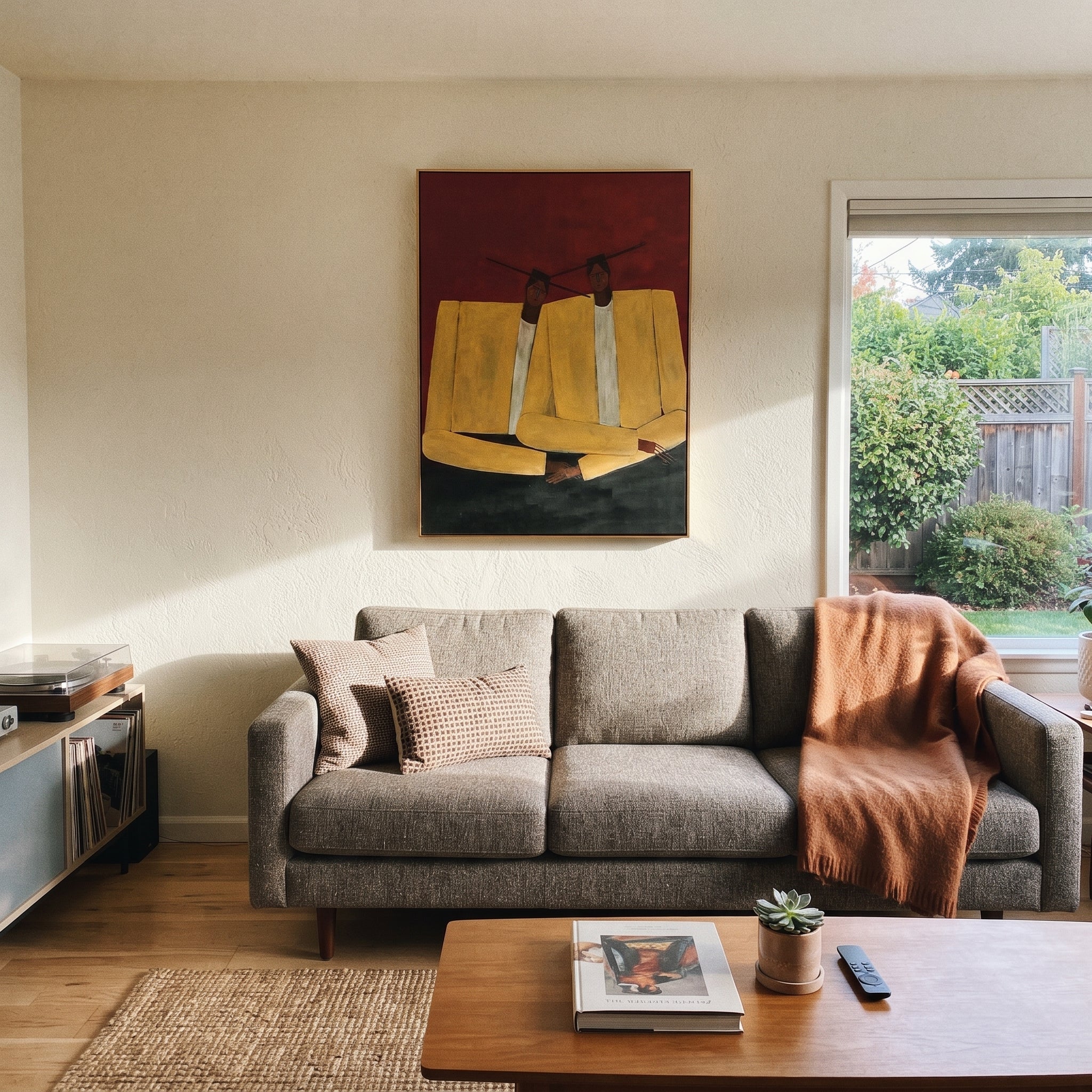Ivory Shoulders Lean Together styled with neutral modern furnishings