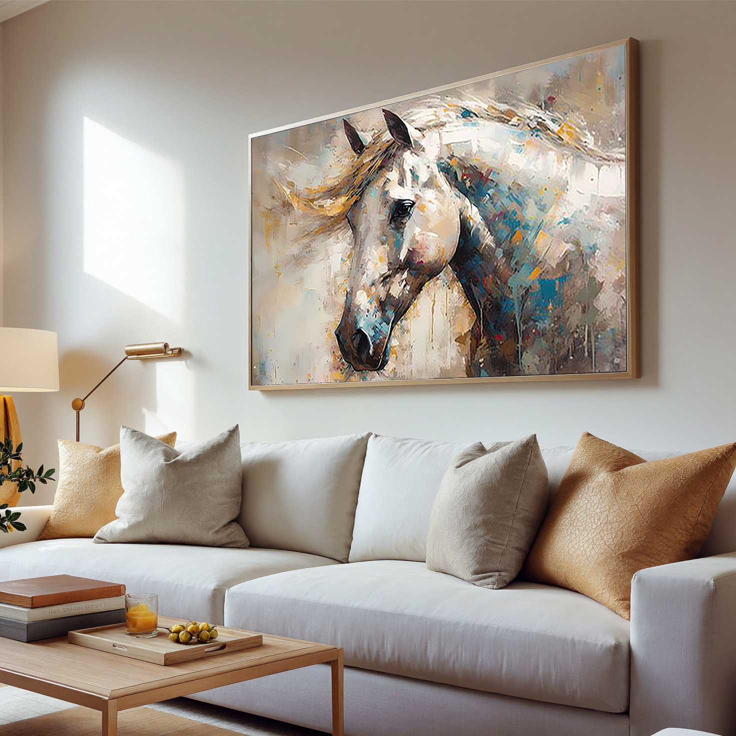 Vivid Stallion – Colorful Palette Knife Animal Abstract Painting | Bold Abstract Palette Knife Living Room Art