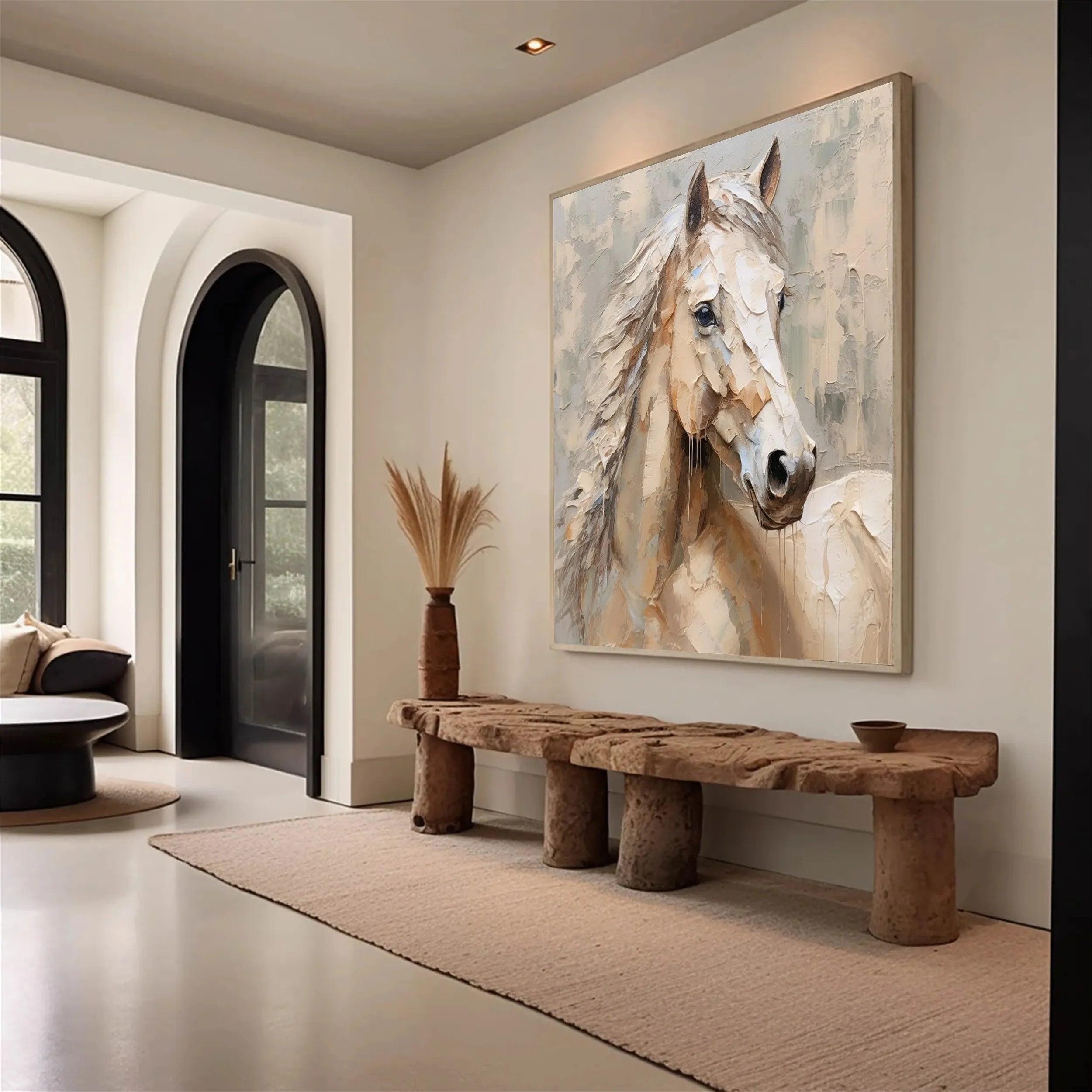 Noble Spirit – Modern Abstract Equine Impasto Relief Texture Painting | Modern Abstract Living Room & Office Art
