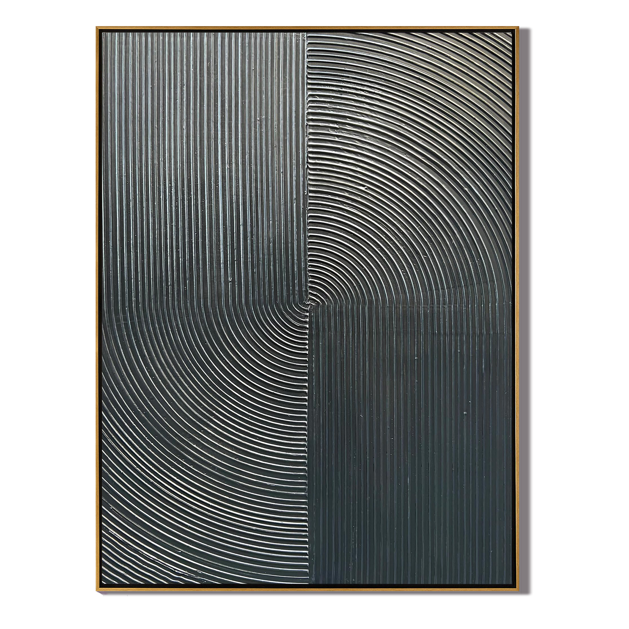 ONYX VORTEX: Modern 3D Linear Black Wall Art, Textured Plaster Matrix Relief