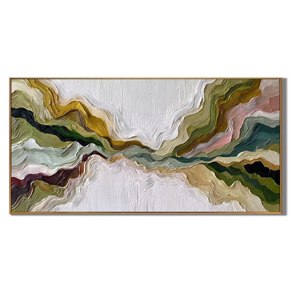 Mountain Rhythms – Heavy Texture Earth-Tone Abstract Painting | Modern Wabi-Sabi Large Living Room Art