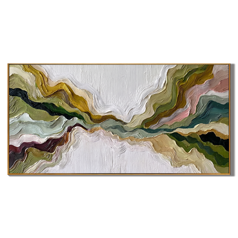 Mountain Rhythms – Heavy Texture Earth-Tone Abstract Painting | Modern Wabi-Sabi Large Living Room Art