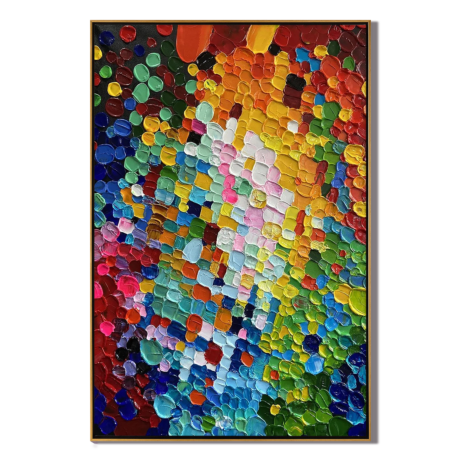 VIVID MOSAIC: Texture Wall Art, Hand-Painted Multicolored Rainbow Palette Knife 3D Impasto Heavy Texture Canvas Painting