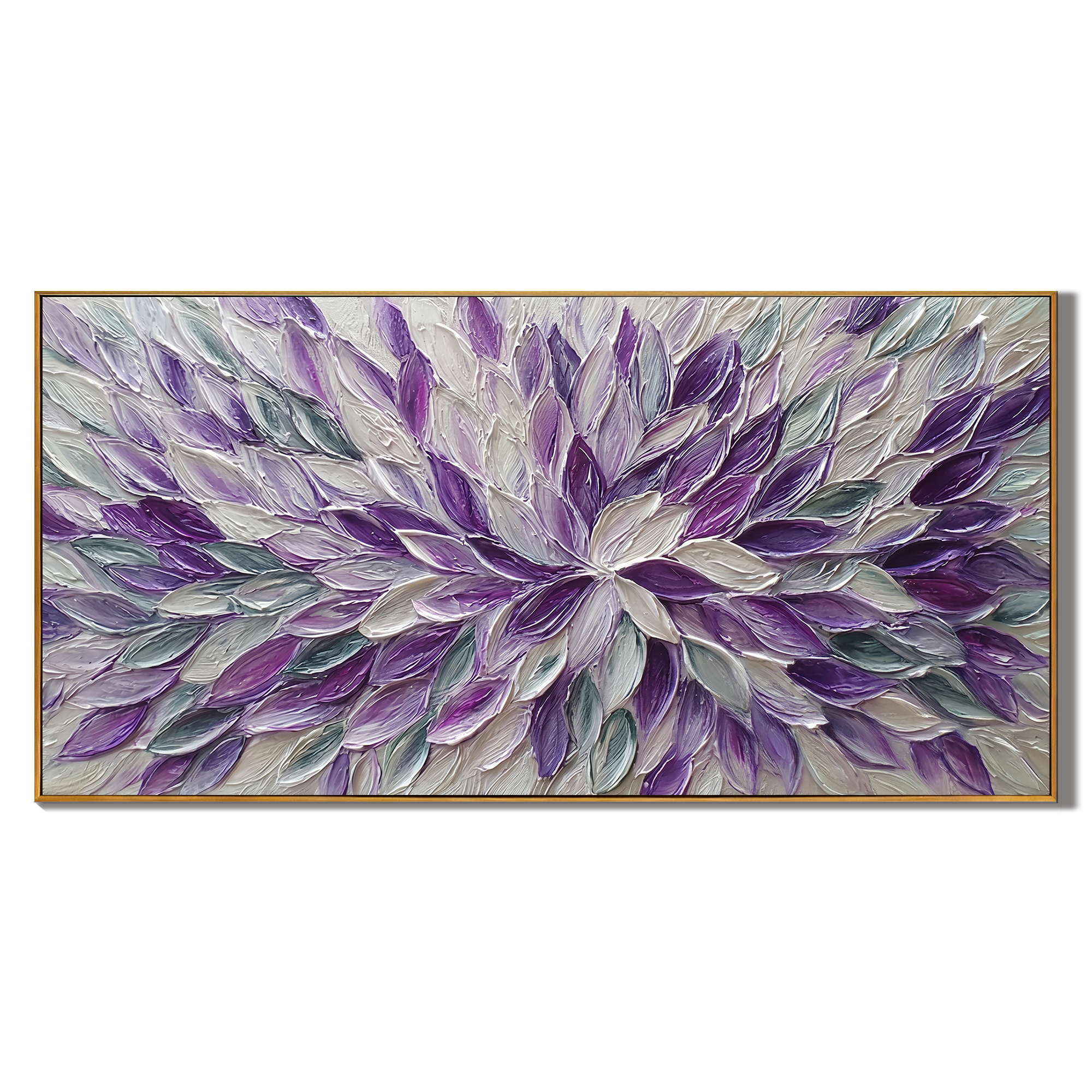Lavender Whirl – Modern Impasto Abstract Oil Painting | Textured Floral Panorama Living Room Art