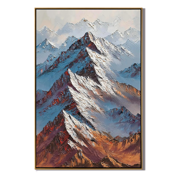 Ember Summit – Bold Textured Alpine Landscape Heavy Painting | Contemporary Mountain Living Room & Home Office Art
