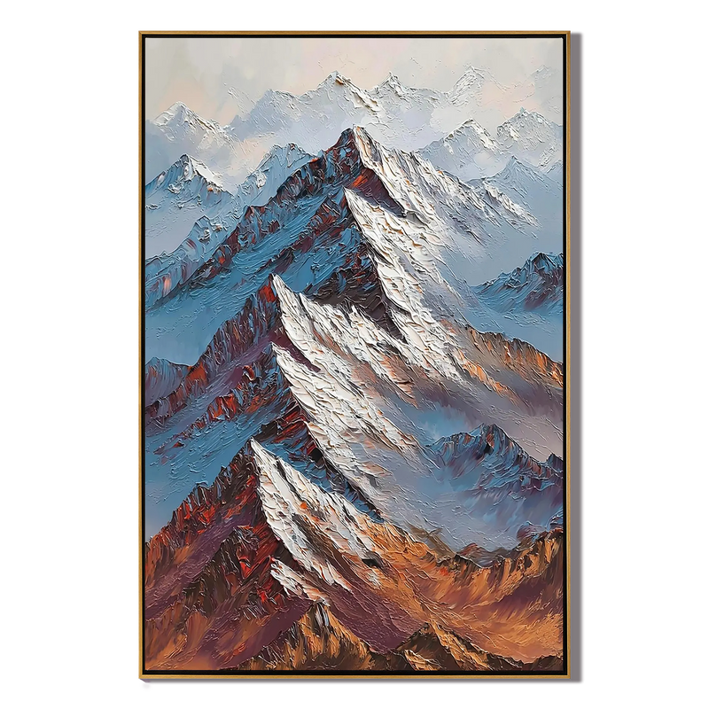 Ember Summit – Bold Textured Alpine Landscape Heavy Painting | Contemporary Mountain Living Room & Home Office Art