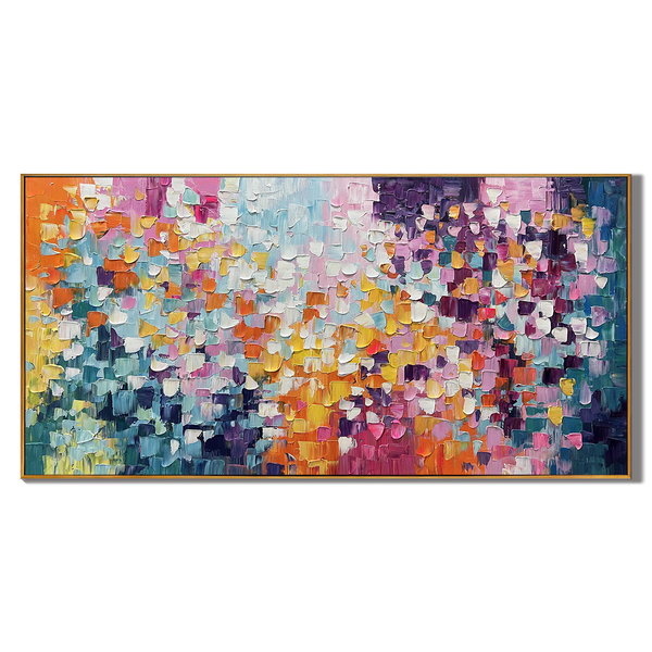 Prismatic Explosion – Hand-Painted Vibrant Multicolored 3D Impasto Palette Knife Colorful Painting | Bold Abstract Palette Knife Living Room Art