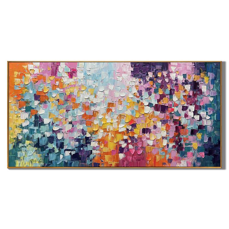 Prismatic Explosion – Hand-Painted Vibrant Multicolored 3D Impasto Palette Knife Colorful Painting | Bold Abstract Palette Knife Living Room Art