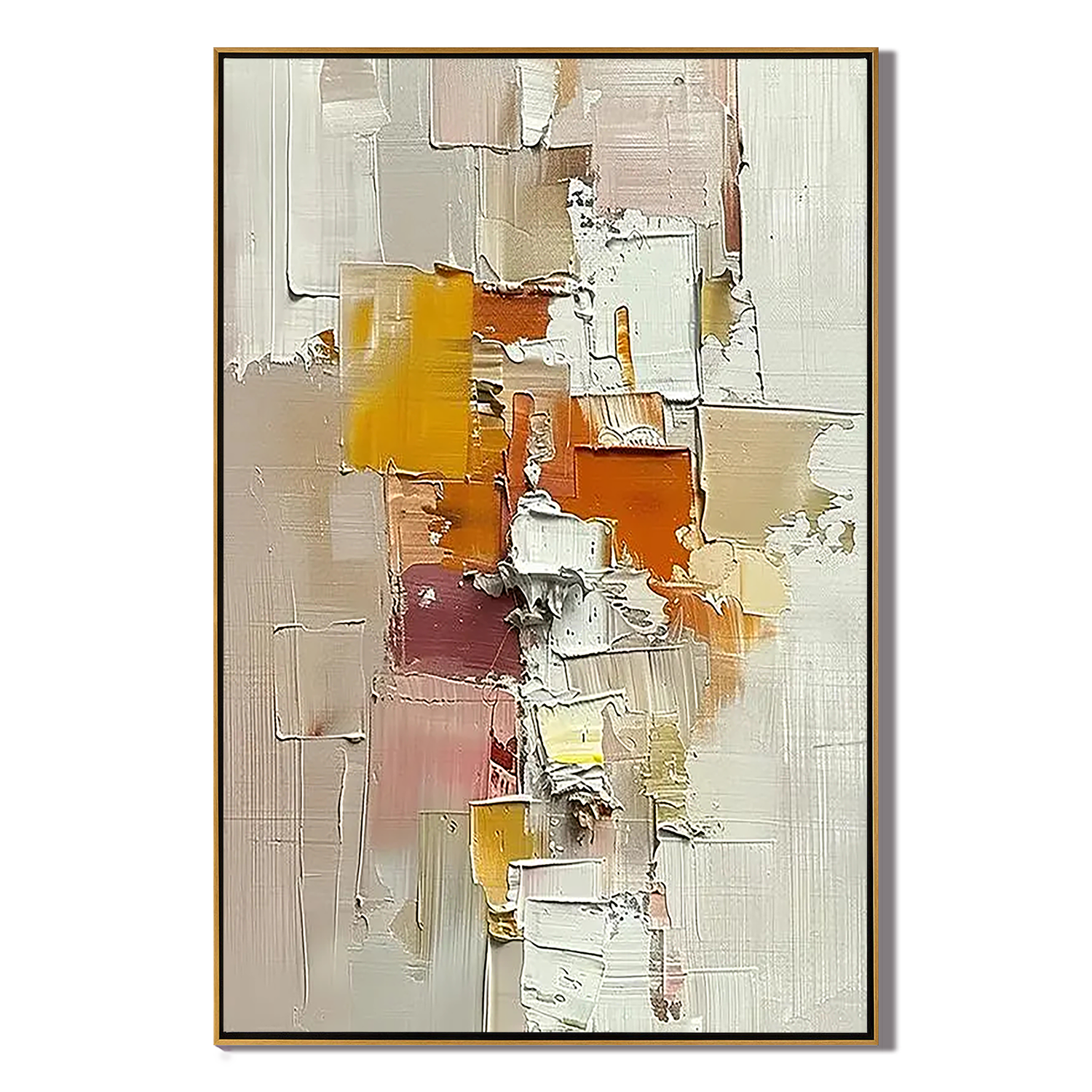 EARTHEN LAYER: Modern Abstract Wall Art, Neutral Terracotta & Ochre Palette Knife Canvas