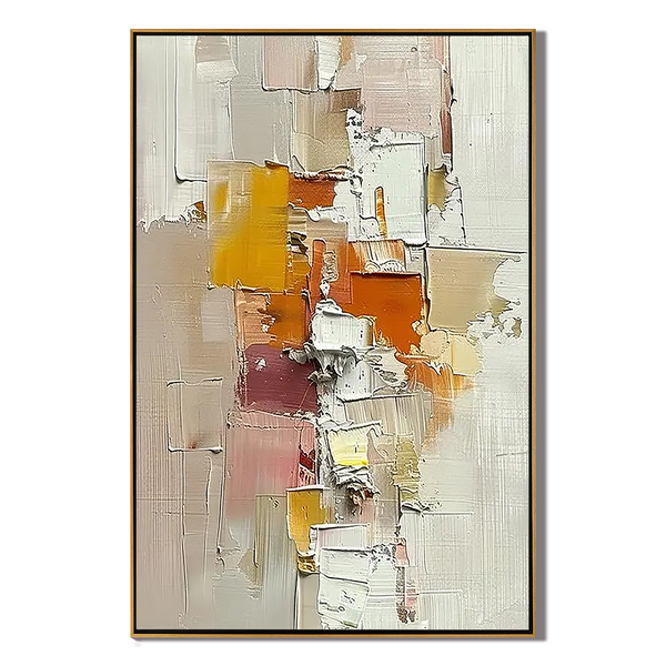Earthen Layer – Neutral Terracotta & Ochre Palette Knife Canvas Abstract Painting | Japandi Organic Wabi-Sabi Living Room & Hallway Art
