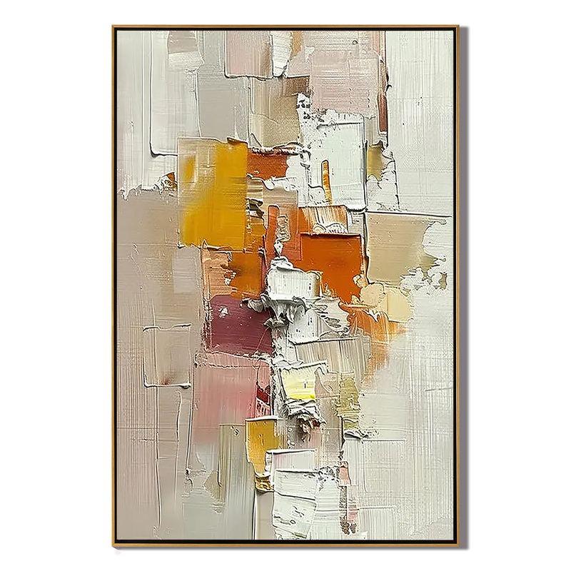 Earthen Layer – Neutral Terracotta & Ochre Palette Knife Canvas Abstract Painting | Japandi Organic Wabi-Sabi Living Room & Hallway Art
