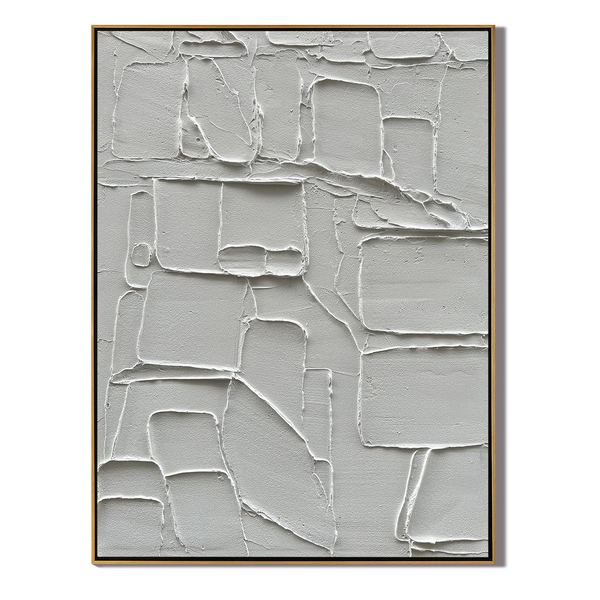 Urban Grid – Modern Geometric Relief Minimalist Painting | Modern Minimalist Bedroom & Home Office Art