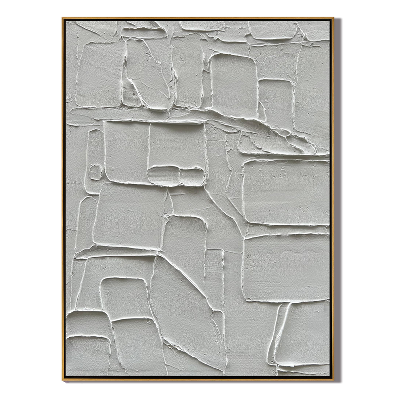 Urban Grid – Modern Geometric Relief Minimalist Painting | Modern Minimalist Bedroom & Home Office Art