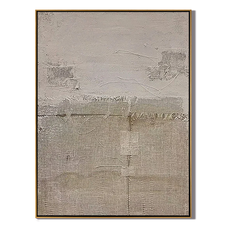 Earthen Crust – Hand-Painted Distressed Grey and Sand Plaster Relief Wabi-Sabi Painting | Japandi Organic Wabi-Sabi Living Room & Hallway Art