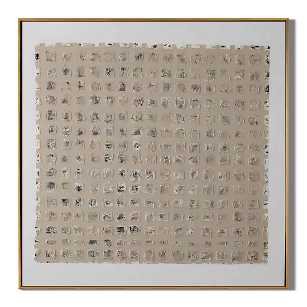 Ancient Script – Hand-Painted Neutral Beige Matrix Plaster Relief Wabi-Sabi Painting | Japandi Organic Wabi-Sabi Living Room & Hallway Art