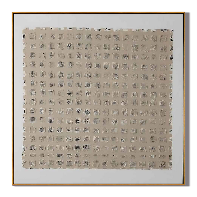 Ancient Script – Hand-Painted Neutral Beige Matrix Plaster Relief Wabi-Sabi Painting | Japandi Organic Wabi-Sabi Living Room & Hallway Art