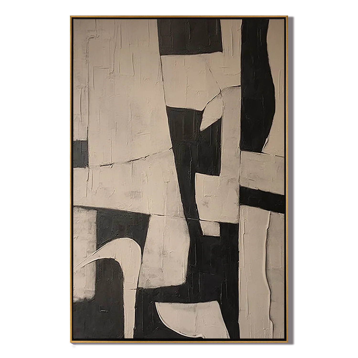 OATMEAL STRUCTURE: Wabi-Sabi Wall Art, Hand-Painted Minimalist Oatmeal and Tan 3D Textured Gallery Art