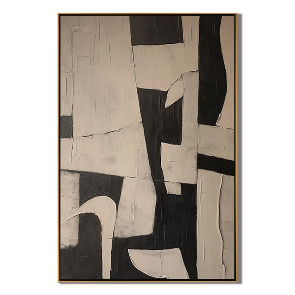 Oatmeal Structure – Hand-Painted Minimalist Oatmeal and Tan Wabi-Sabi Painting | Japandi Organic Wabi-Sabi Living Room & Hallway Art