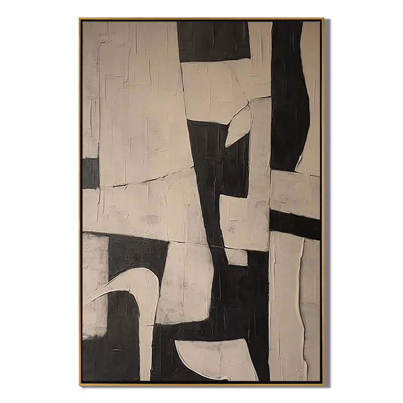 Oatmeal Structure – Hand-Painted Minimalist Oatmeal and Tan Wabi-Sabi Painting | Japandi Organic Wabi-Sabi Living Room & Hallway Art