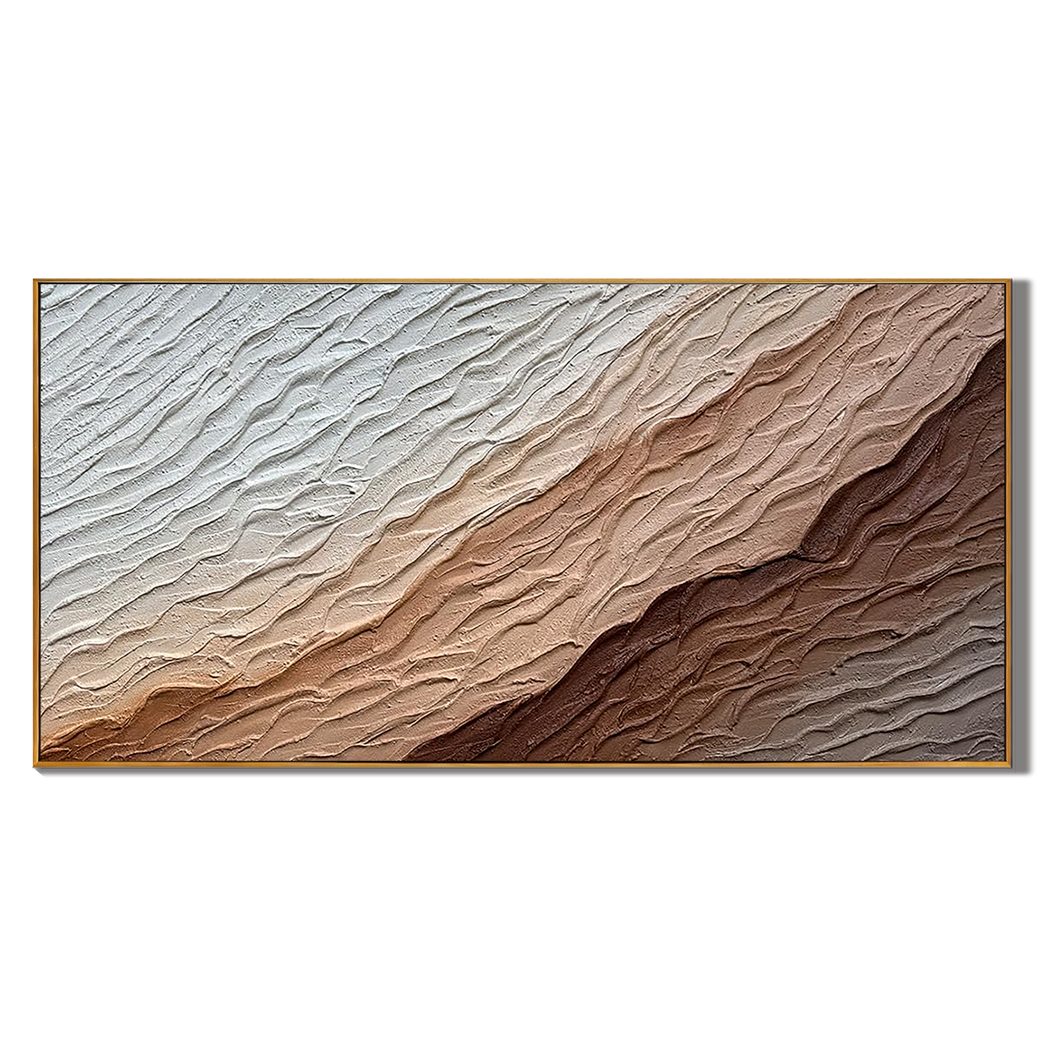 EARTHEN WAVE: 3D Heavy Texture Abstract Wall Art, Modern Desert Ridge Plaster Relief