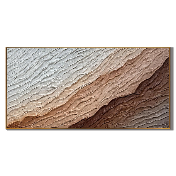 Earthen Wave – Modern Desert Ridge Plaster Relief Abstract Painting | Japandi Wabi-Sabi Living Room & Bedroom Art