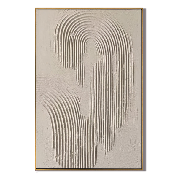 Ripple Echo – Hand-Painted Neutral Sand Plaster Effect Arch Ripple Relief Wabi-Sabi Painting | Japandi Organic Wabi-Sabi Living Room & Hallway Art