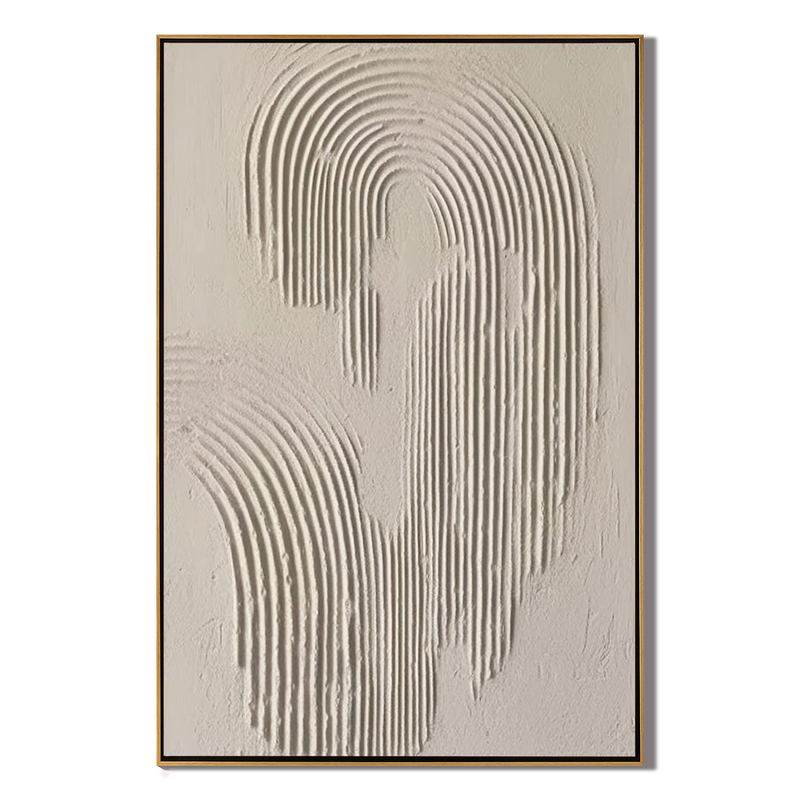 Ripple Echo – Hand-Painted Neutral Sand Plaster Effect Arch Ripple Relief Wabi-Sabi Painting | Japandi Organic Wabi-Sabi Living Room & Hallway Art