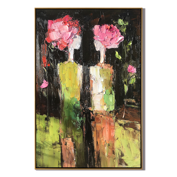 Blooming Muse – Modern Impasto Floral Figurative Painting | Abstract Living Room Art