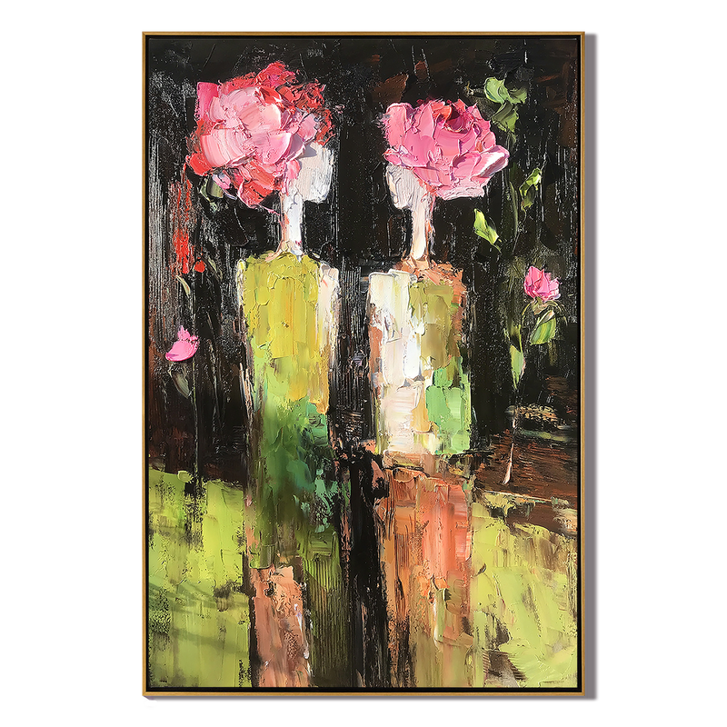 Blooming Muse – Modern Impasto Floral Figurative Painting | Abstract Living Room Art