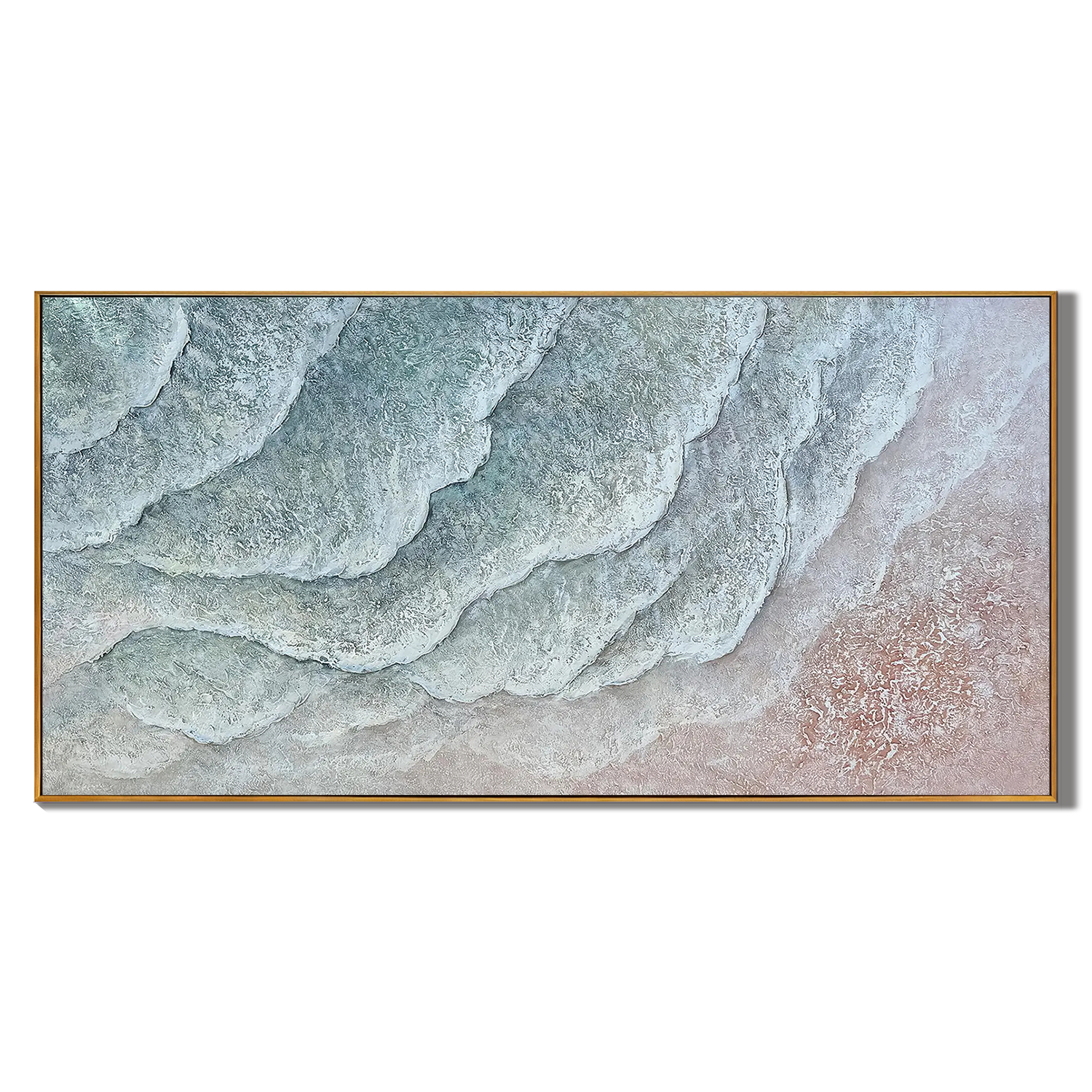 Gentle Tides - Modern Heavy Textured Abstract Waves | Wabi-Sabi Living Room Horizontal Wall Art
