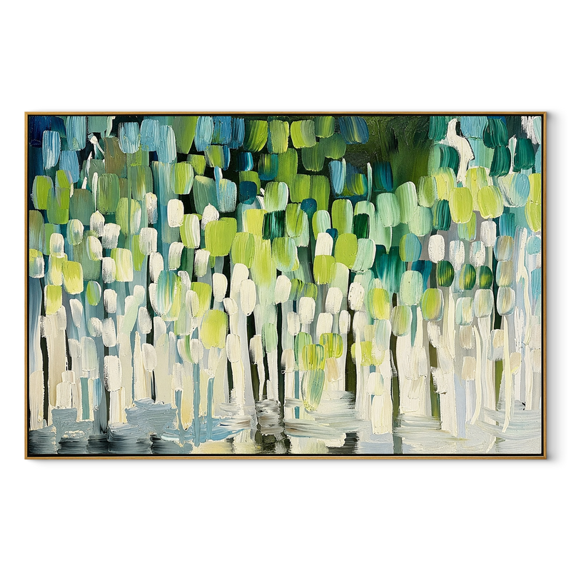Mint Rhythm – 3D Heavy Texture Geometric Palette Knife Canvas Abstract Painting | Modern Abstract Living Room & Office Art